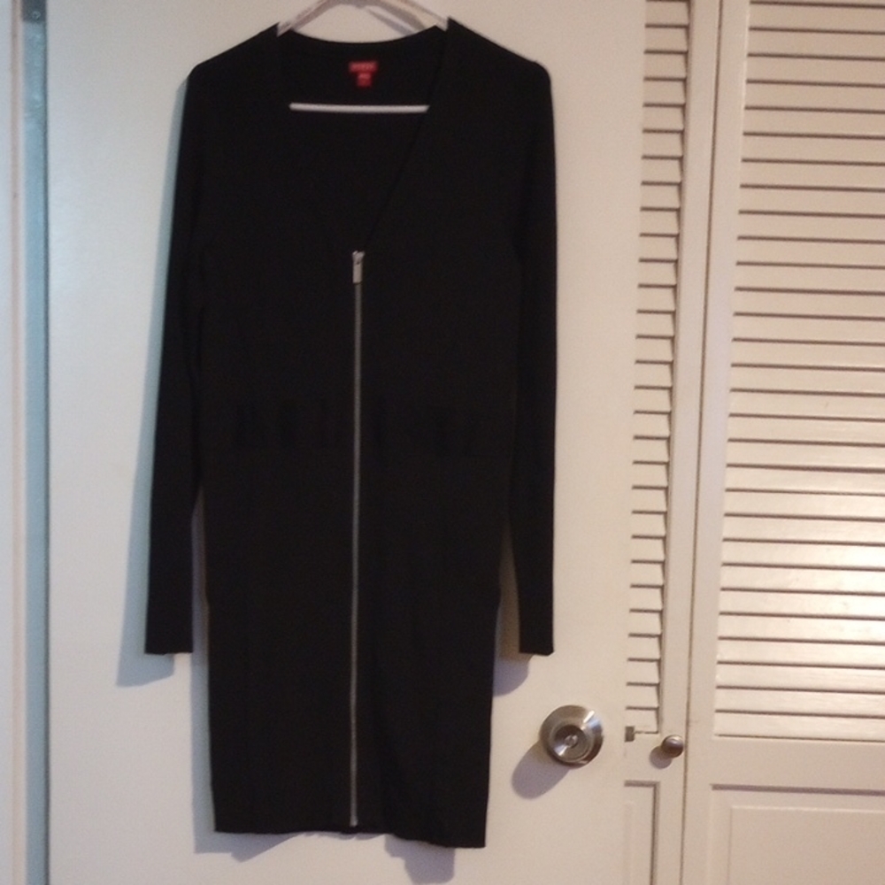 Guess Black Long Sleeve Zipper Dress